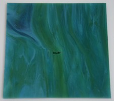 3045.30 AZURE BLUE, JADE, NEO-LAVENDER STREAKY 5" x 5" BULLSEYE GLASS 90 COE