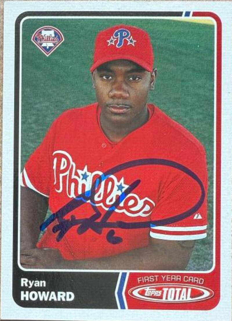 Ryan Howard Autographed 2003 Topps Total #952 FY, RC