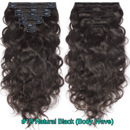 S-noilite Any Color Thick Clip In Real Human Hair Extensions Double Weft US FAST - Picture 34 of 37