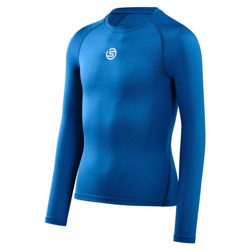 CLEARANCE!! Skins Series-1 Youth Compression Long Sleeve Top (Bright Blue) - Picture 3 of 5
