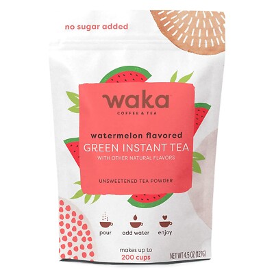 Waka Quality Instant Tea   No Sugar Added & Unsweetened Watermelon Flavored Gree