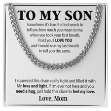 To My Son Cuban Chain Necklace, Sentimental gift for Son from Mom, Son Birthday