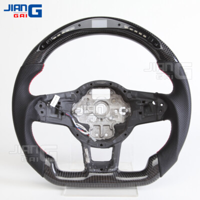 Carbon Fiber LED Perforated Leather Steering Wheel Fit Volkswagen MK7 R GTI Golf