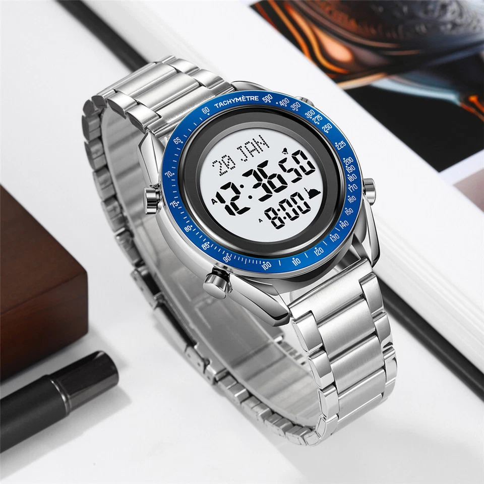 SKMEI Hombre Deporte LED Reloj Digital Acero Inoxidable Musulmán Azan Reloj Pulsera Como Regalo Foto 4 de 4
