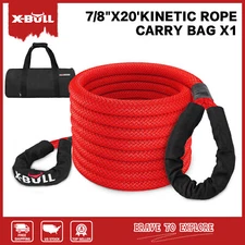 X-BULL 7/8"x20' Recovery Kinetic Tow Rope Emergency Energetic Snatch 28600lb 4X4