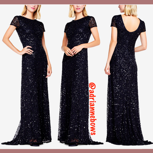 scoop back sequin gown