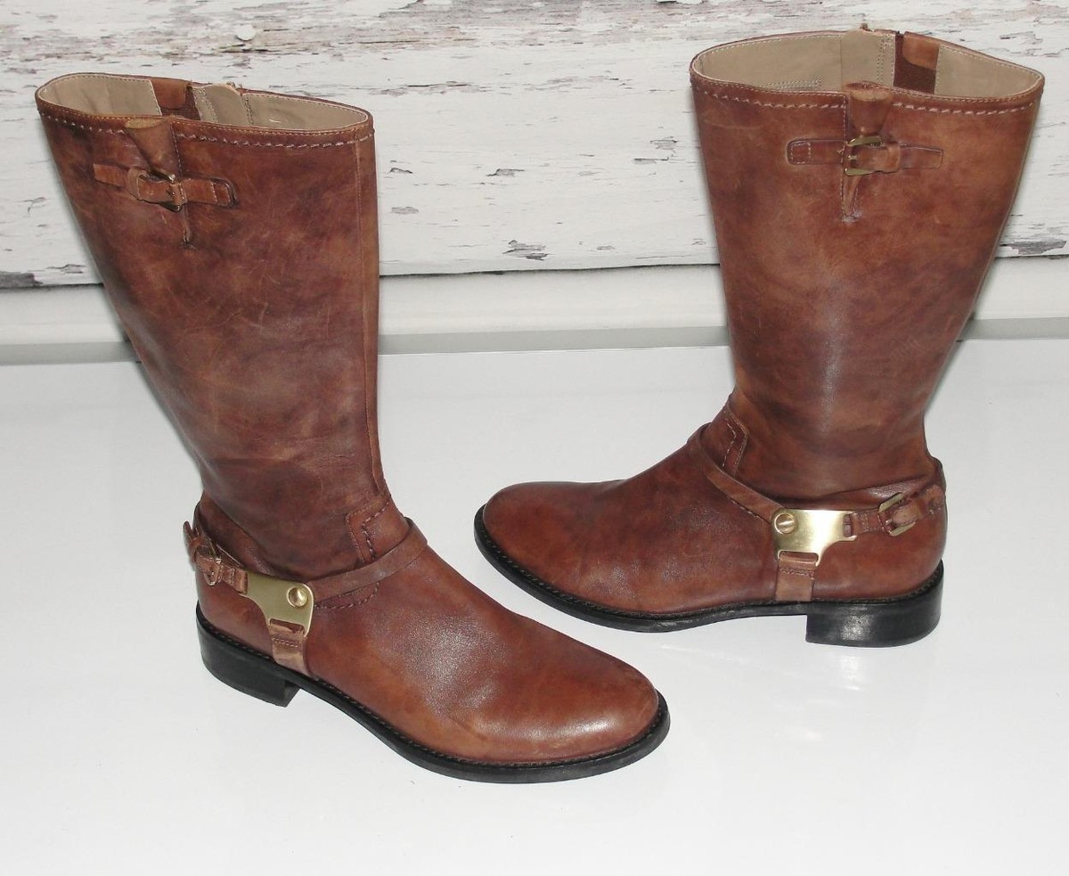 ECCO~$230~LEATHER *HOBART TALL HARNESS BOOT* EQUESTRIAN RIDING