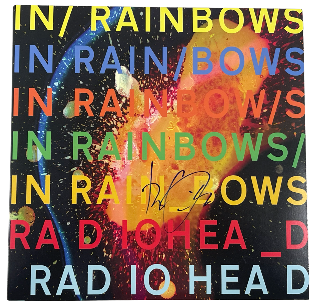 THOM YORKE RADIOHEAD SIGNED IN RAINBOWS ALBUM VINYL AUTHENTIC