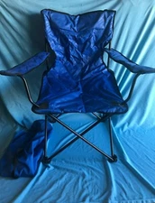 Used Portable Sturdy Blue Outdoor Folding Camping Chair with Carry Bag 