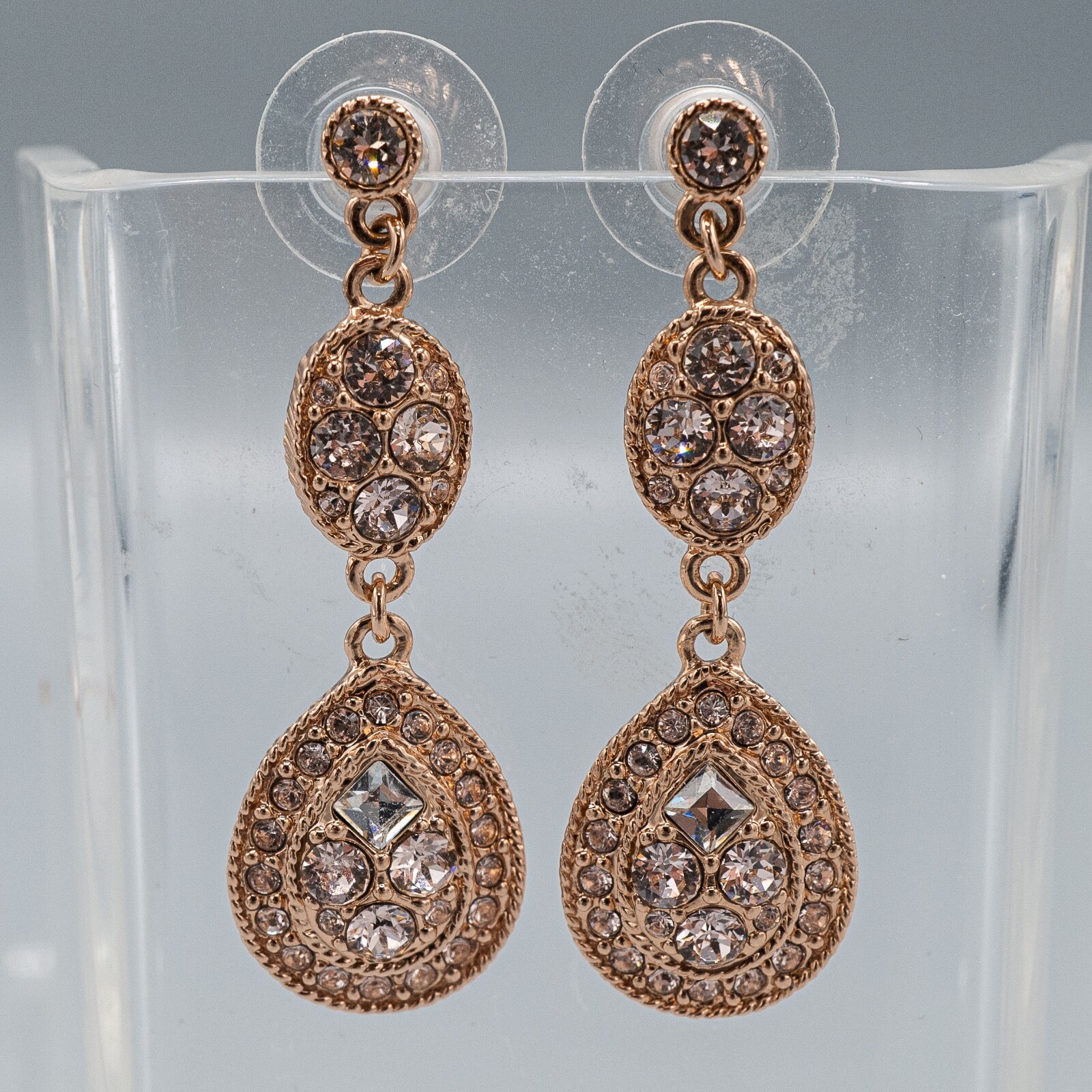 Givenchy Rose Gold Toned Dangle Drop Rhinestone P… - image 1
