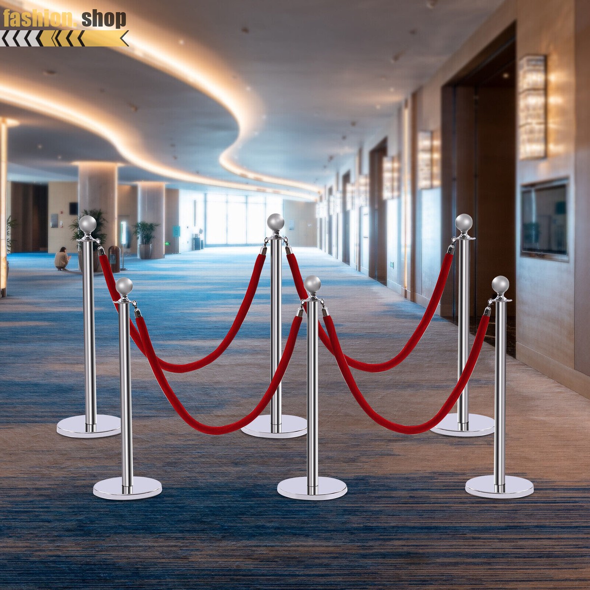 Crowd Control Barrier Ropes White Velvet S - Luxury Crowd Control Barriers With Golden Buckles Stanchion Rope - View #6