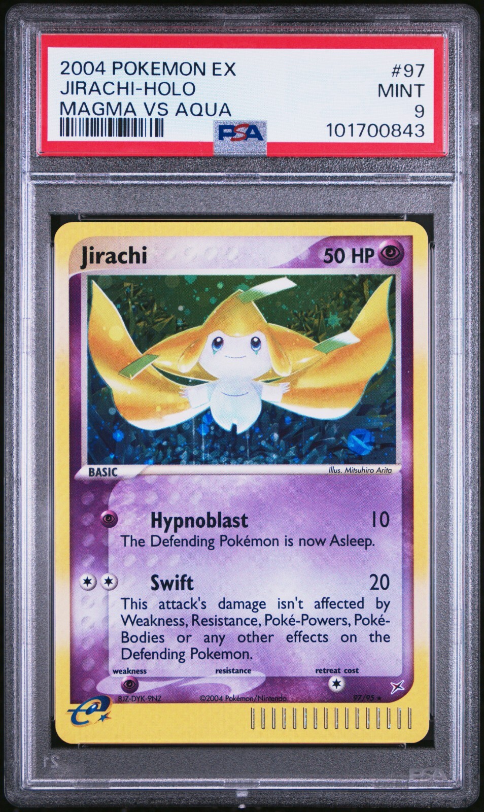 PSA 9 Jirachi Holo 97/95 EX Magma Vs Aqua 2004 Pokemon Card