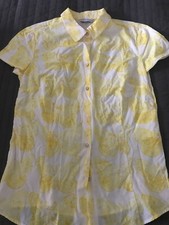 RED Valentino AUTH Yellow Butterfly White Shirt Women S 44 Cotton S Botton-up