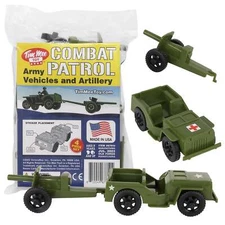 TimMee Processed Plastic OD GREEN Willys Jeep Artillery Tim Mee Army Men Set USA
