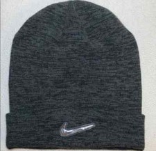 Nike Diamond Swoosh Cuffed Gray Beanie Winter Hat Cap Men  s NEW OSFM