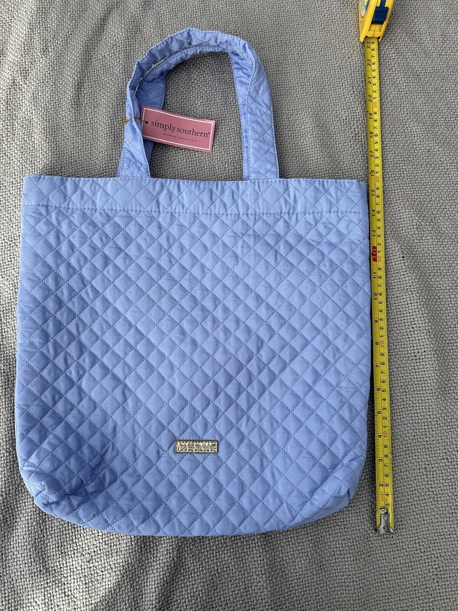 🌟 Simply Southern Blue Lilac Quilted Tote Bag New With Tags Beach