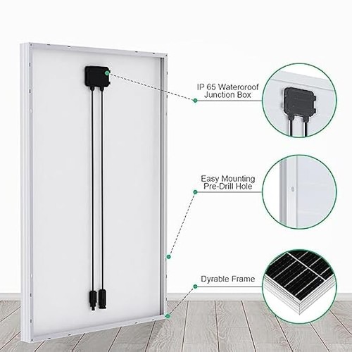 ECO-WORTHY 120W 12V Kit Pannello Solare Mono:120W Pannello Fotovoltaico e Regola - Foto 5 di 7
