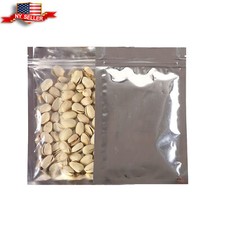 100x Clear/Silver Metallized Foil Flat Resealable Zip Seal Lock Bags 3.94x6.89"+