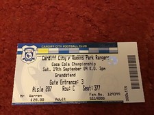 Cardiff City v QPR 19th September 2009 Championship game used ticket
