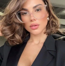 Oversized Cat Eye " Miss FEARLESS" Thick Frame Women Eyeglasses Clear Lens SHADZ