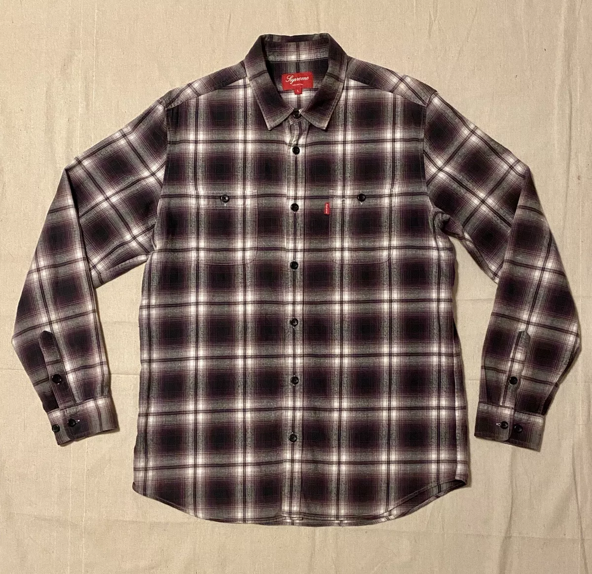 Supreme Hombre Shadow Plaid Flannel Shirt 10FW Rare L Vtg