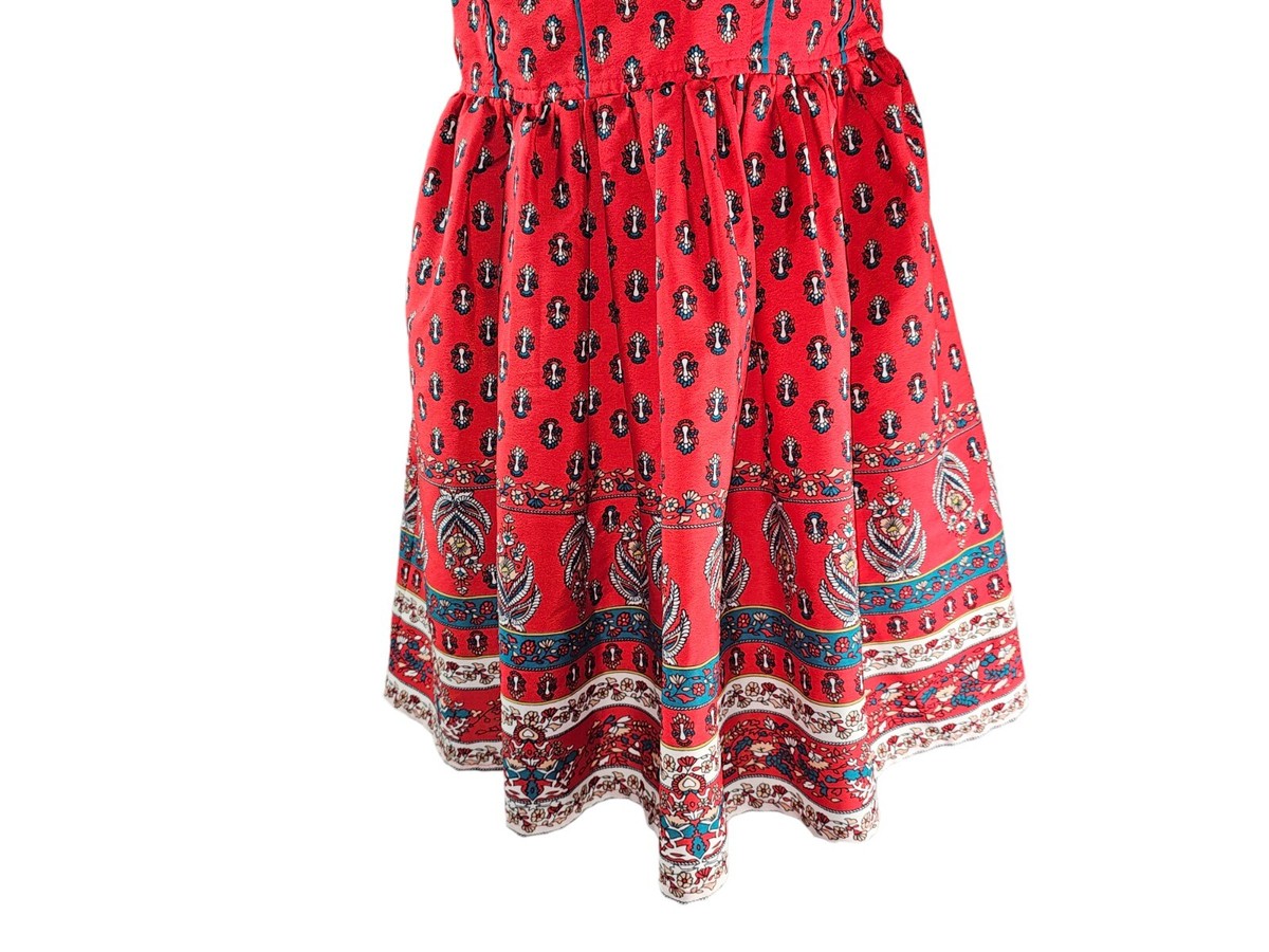 band of gypsies red dress Band of Gypsies Red Floral Babydoll Stretch Top Dress with Front Buttons  Small
