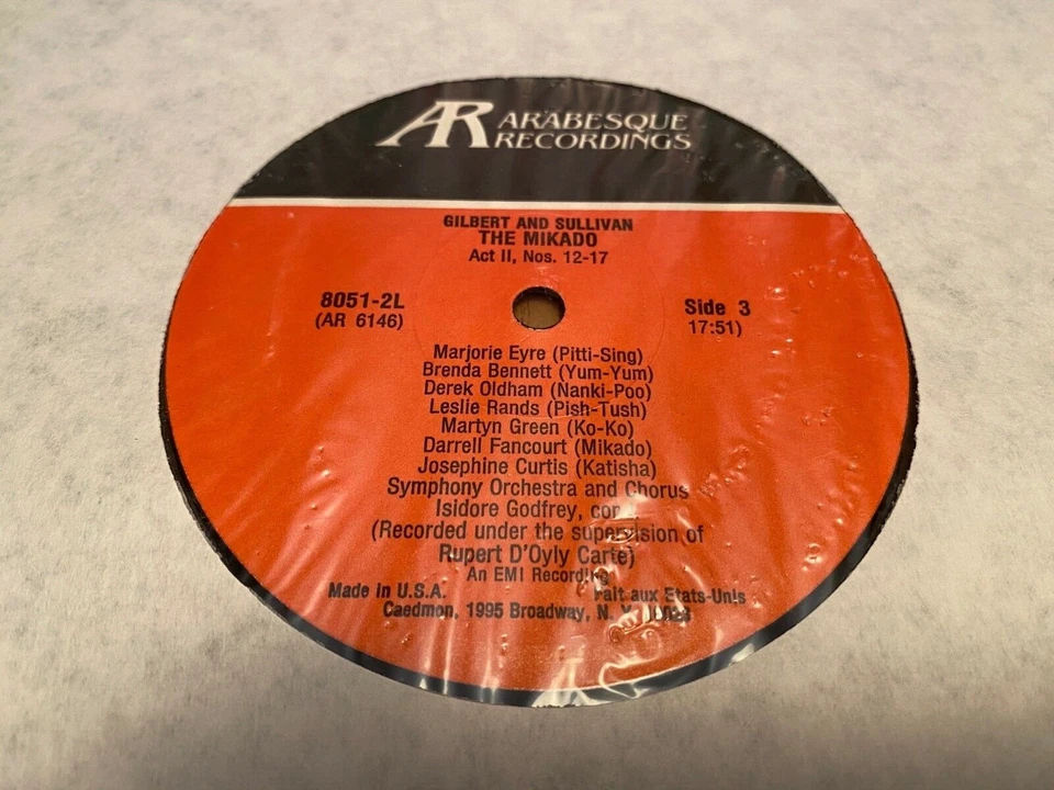 GILBERT & SULLIVAN THE MIKADO D'OYLY CARTA OPERA 2X LP ARABESQUE RECORDS NM/EX - Image 2 of 4