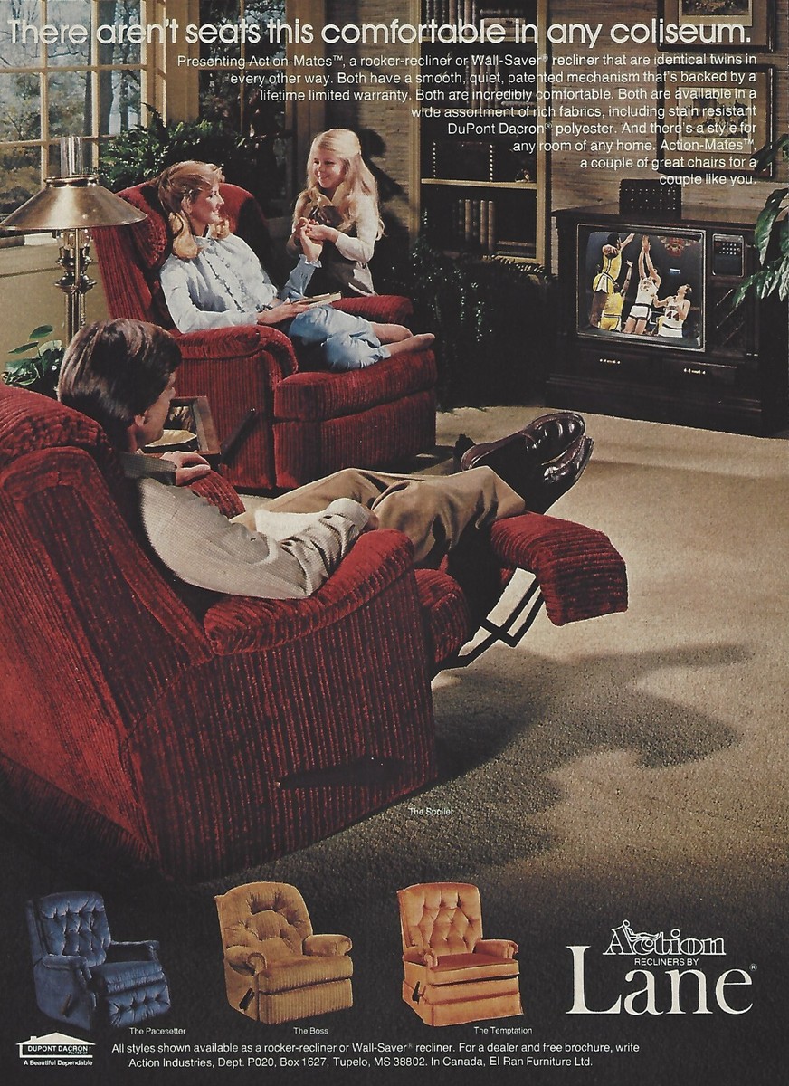 1983 Lane Furniture Action Mates Recliner Chair vintage Print Ad
