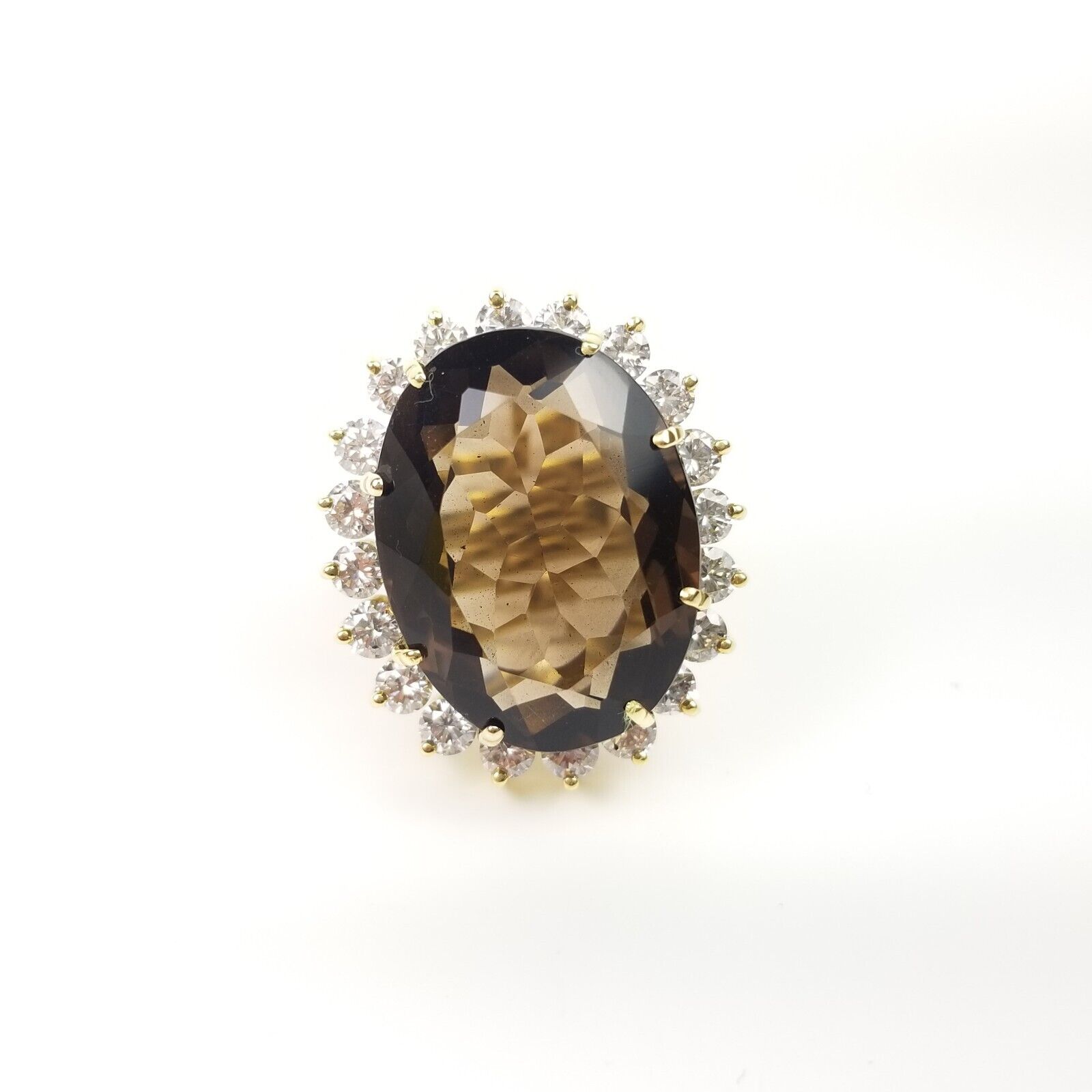 18k Smokey Quartz & Diamond Large Statement Ring … - image 5