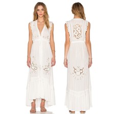 Spell & The Gypsy Isla Bonita Embroidered Dress Duster White Size Small b123
