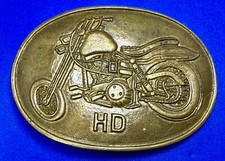 Vtg Harley Davidson Motorcycle Chopper Sportster Biker Rare Brass Belt Buckle