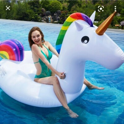98.4'' Giant Inflatable Unicorn Pool Float Beach Swimming Large Tube Floaties Toy