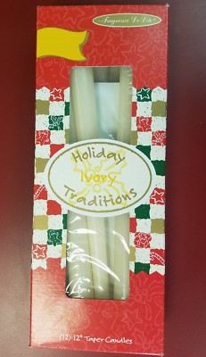 Fragrance De-Lite Holiday Ivory Traditions 12'' Taper Candles Box of 9