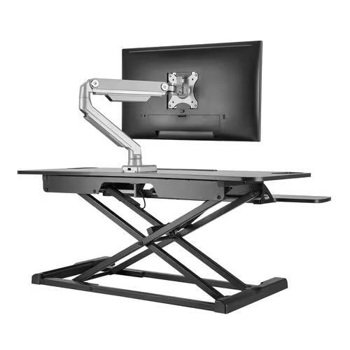 Montajes Amer EZRISER36 37,4" Ancho Escritorio Soporte Ajustable Elevador Alto con Bandeja de Teclado - Imagen 3 de 7
