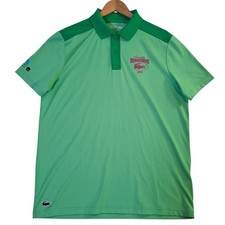 Lacoste Sport Mens Miami Open 2025 Polo Shirt Large Green Pink Snap Performance