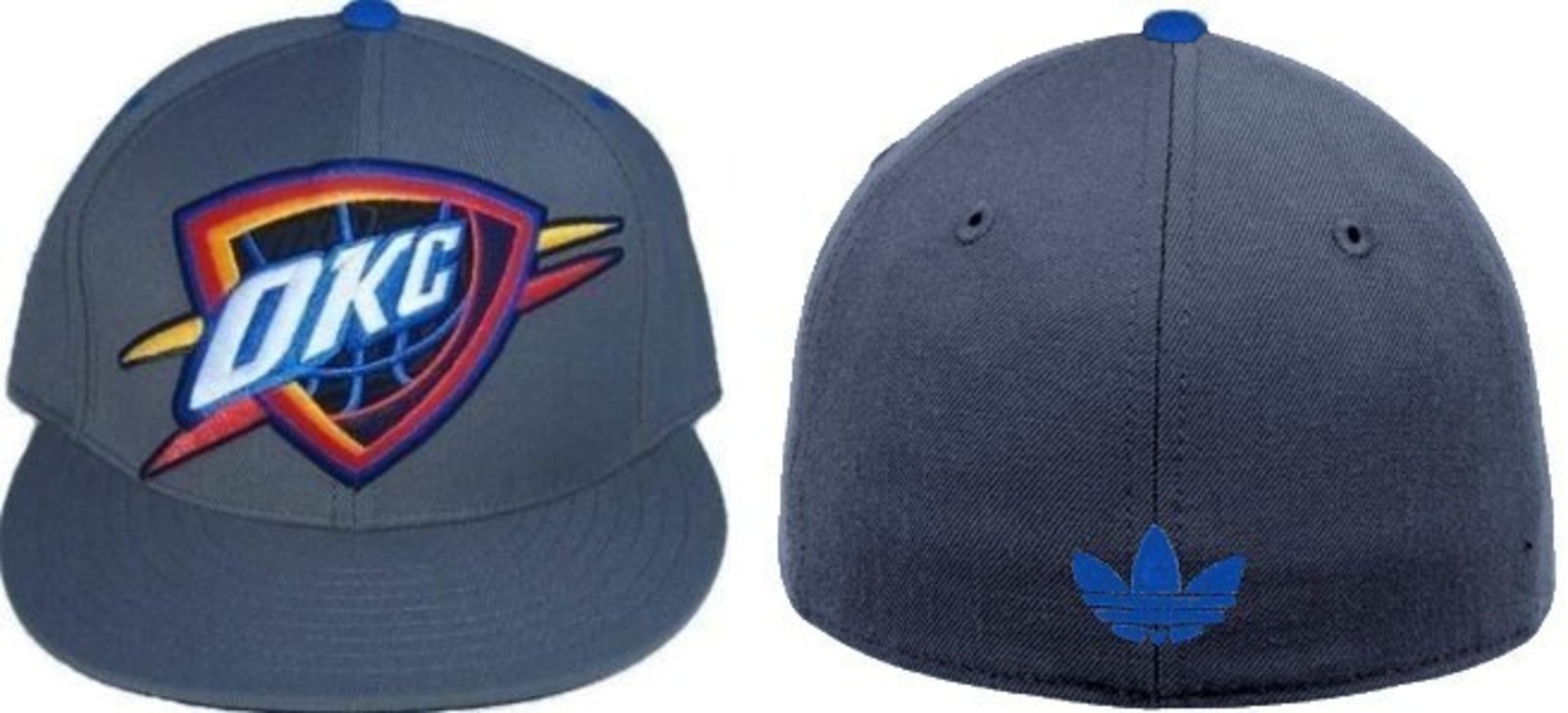 Adidas Oklahoma City Thunder Large Logo Fitted Hat Cap Gray