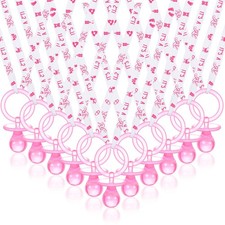 Pacifier Necklace 60 Pieces Baby Shower Party Favors Girl Style Pink White Charm