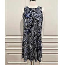 Tommy Hilfiger Swing Dress Blue Paisley Swing A-line sleeveless Size 4 A26