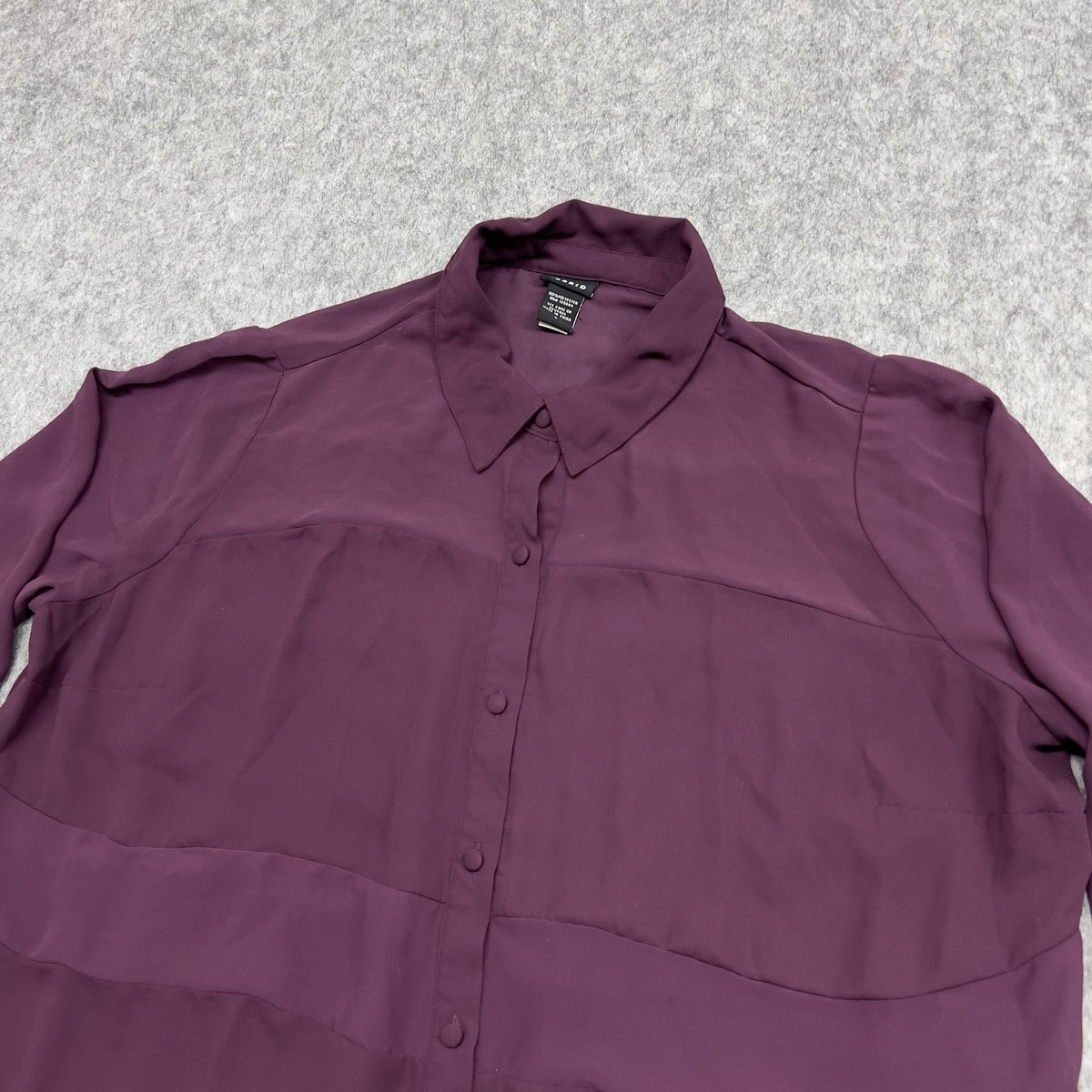 Torrid Button Up Blouse Womens 2 Purple Sheer Long Sleeve