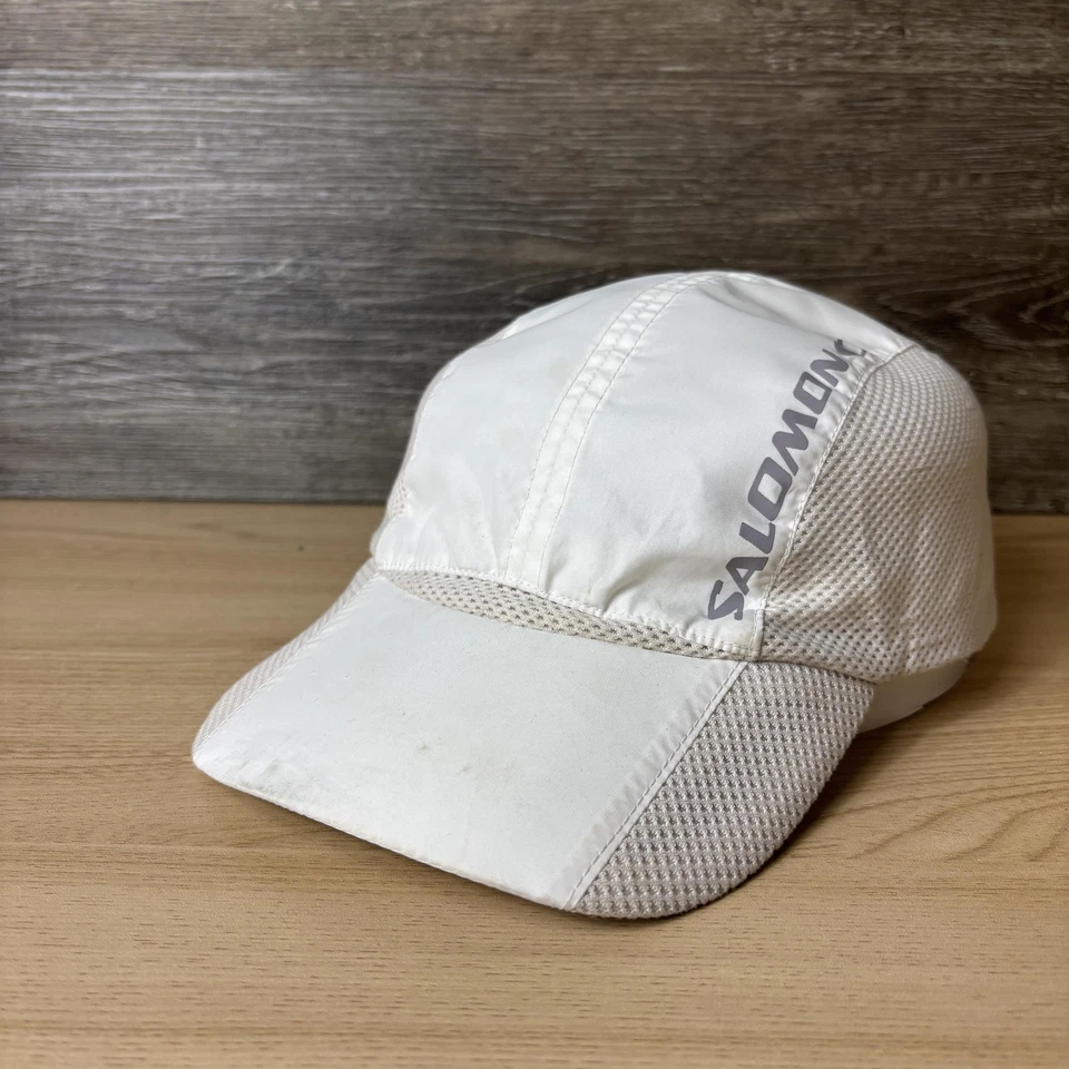 Salomon Hat Cap Strap Back Mens White Running Panel Mesh Lightweight Performance - Image 4 of 4