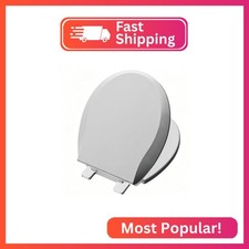 Toilet Seat, Round, Ice Grey, PP Material, 16.5 Inch, Soft Close, Anti-Slip, Nev