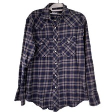 Wrangler Vintage Pearl Snap Plaid Button Up Cotton Western Shirt Size Medium