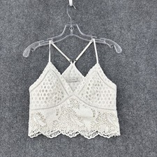 Abercrombie Fitch White Boho Crochet Crop Halter Tank Top Women s Medium