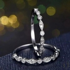 1 CT Round Cut Moissanite VVS1 Half Eternity Wedding Band Solid 14K White Gold