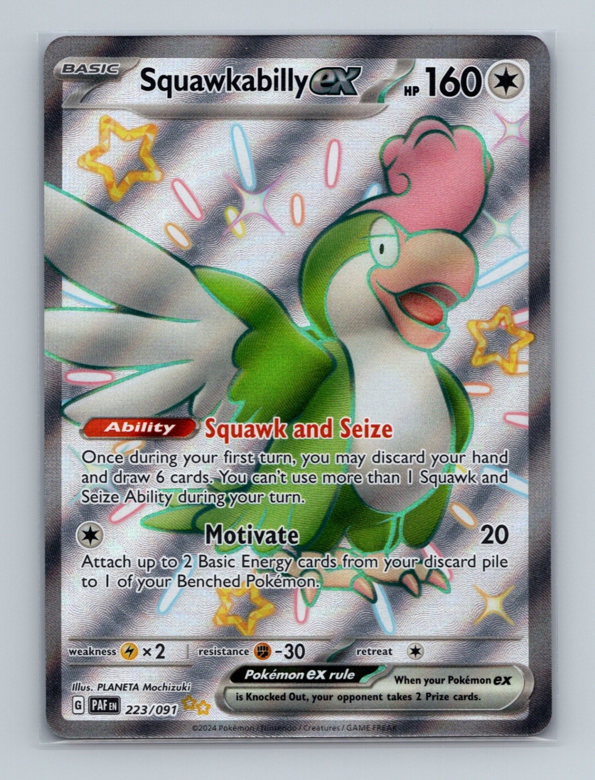 Squawkabilly ex - Shiny Ultra Rare SV: Paldean Fates 223/091 NM