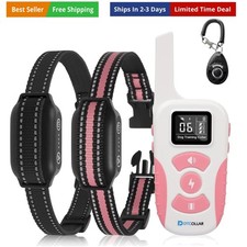 2 Dogs Bark Collar with Remote, 2-in-1 Bark and Shock Collar Combo, 3300Ft Do...