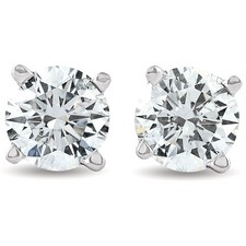 G/SI1 .75Ct Round Diamond Screw Back Studs 14k White Gold Lab Grown Earrings