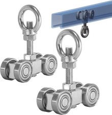4 Wheel Silent Trolley Assembly Rollers Four Bearing Trolley Assembly for 1-5/8"