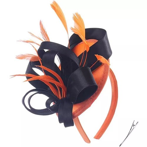 1x Flower Hair Clip Feathers Small Mini Top Hat Wedding Bridal Hat - Picture 13 of 23