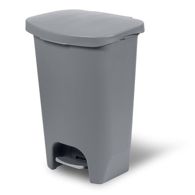 Glad Kitchen Trash Can with Lid, Foot Pedal and Garbage Bag Rings, 13 Gal, Grey